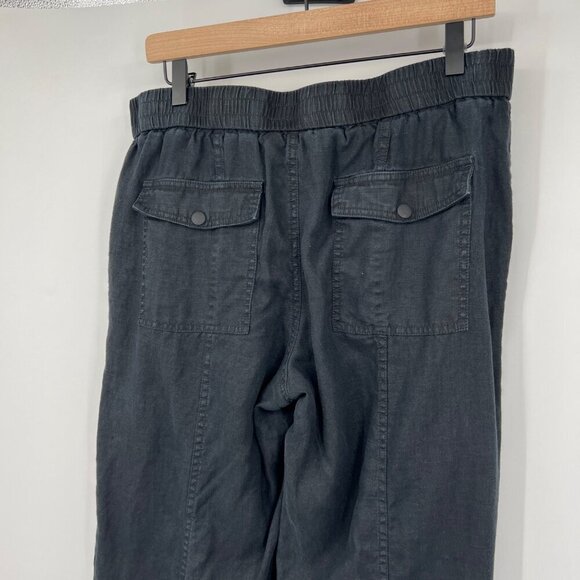Athleta Cabo Retreat 100% Linen Wide Leg Mid-Rise Pants Pockets Black womans siz - Picture 8 of 12